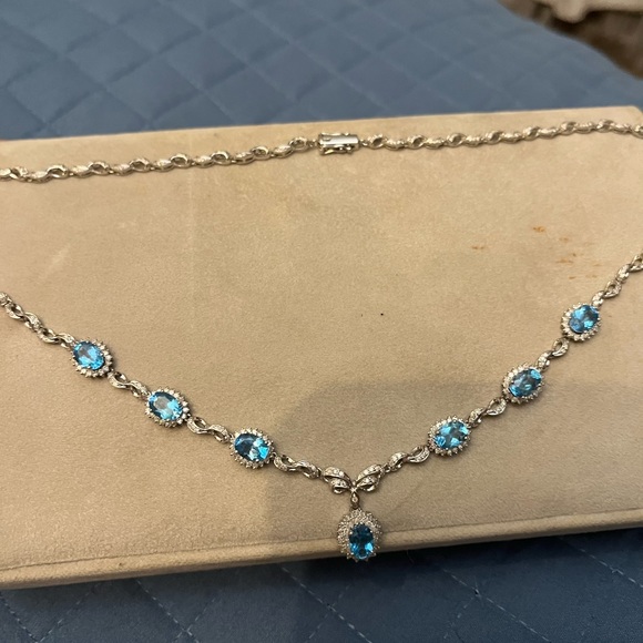 SOLD  topaz and diamond necklace 14kt - Picture 4 of 8